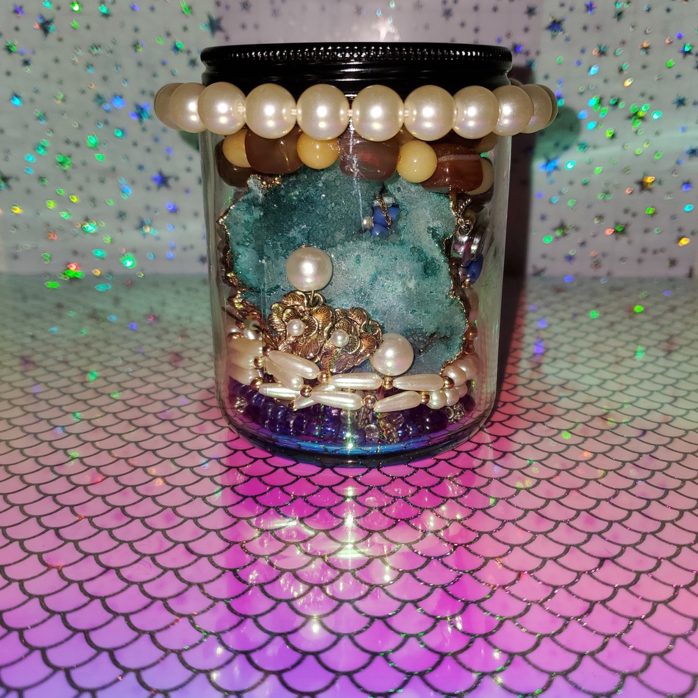 Mermaid themed jewelry jar
